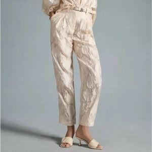 NWT Anthropologie Stella Nova Pants High Waist Cropped Wedding Cocktail Cream 10